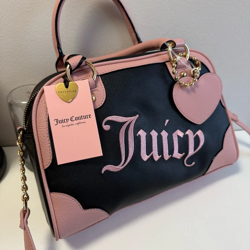 Juicy Couture Black and Pink Women's Bag bowler bag shoulder bag Y2K